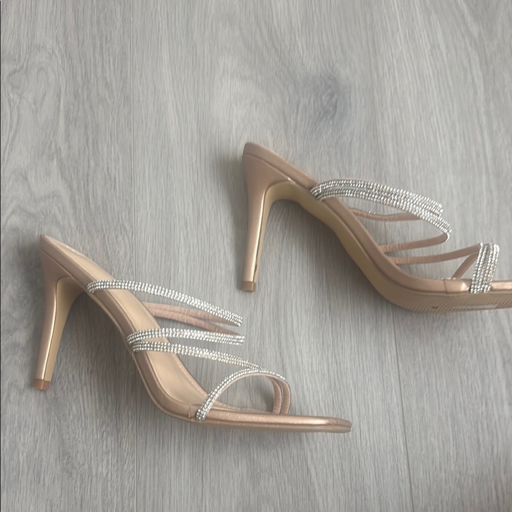 Elegant Rhinestone Strap Heels